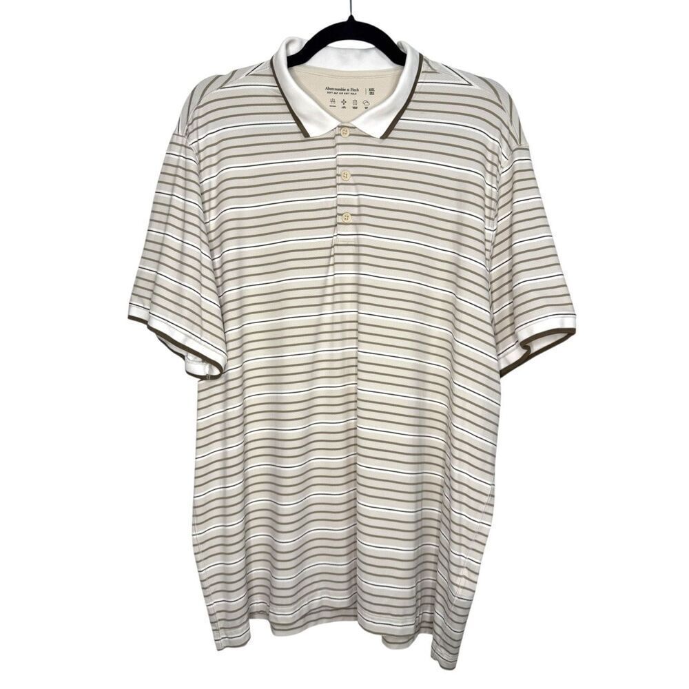 Abercrombie & Fitch Soft A&F Air Knit Polo Shirt Stripe Lightweight Golf